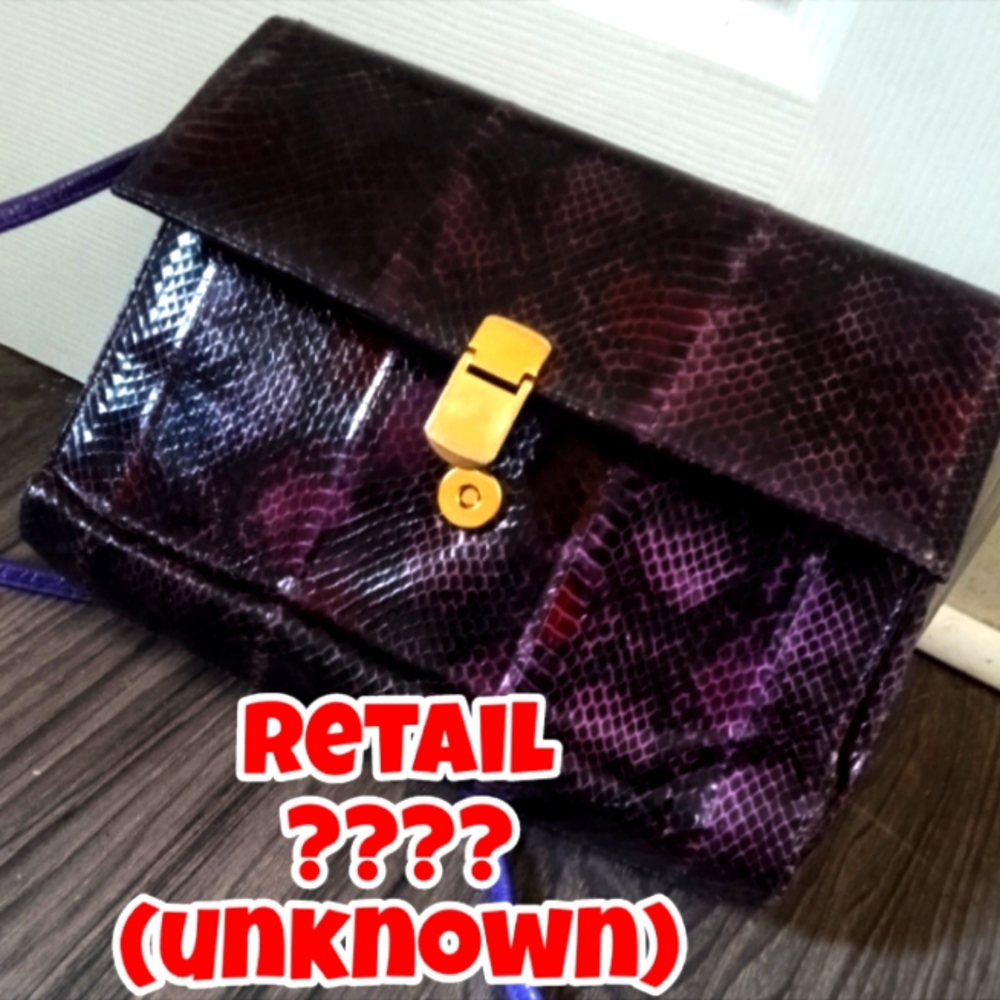 J.Renee Elegant Purple and Gold Clutch with Snakeskin Texture